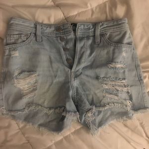 Hollister High Rise Ripped Denim Shorts